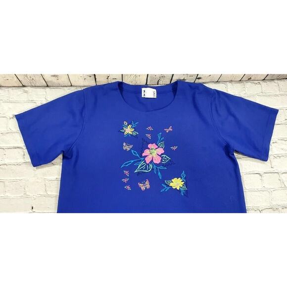 Kavio Designs Blue Elastic Waist Pants Top Set Embellished Floral WOMENS SIZE L - Picture 4 of 15